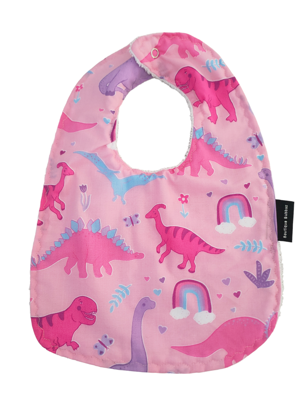 Pink Dino Traditional Feeding Bibs