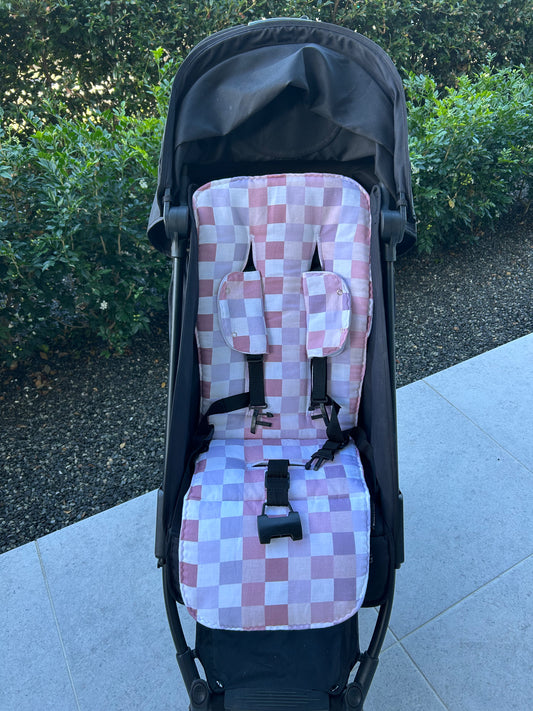 Pink purple checks Universal pramliner set