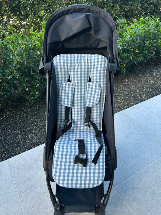 Blue Gingham Universal pramliner set