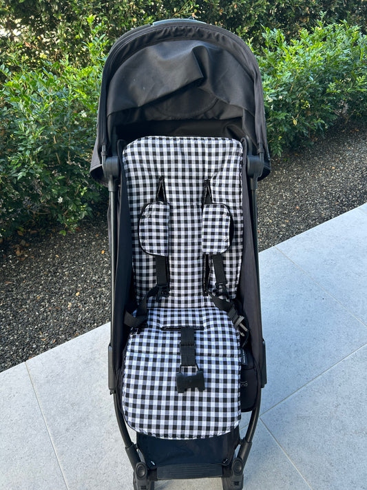 Black Gingham Universal pramliner set